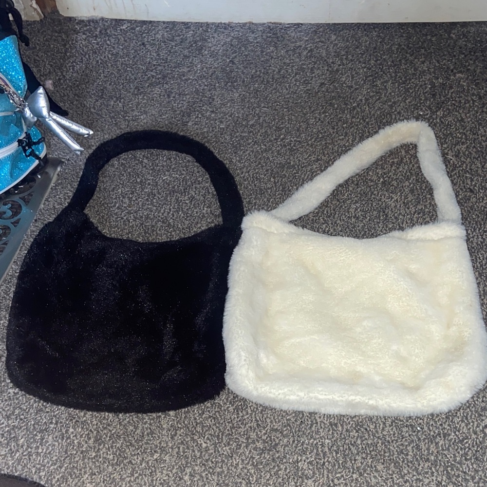 2 Fuzzy Shoulder Bags